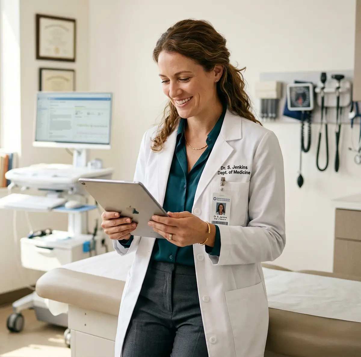 Clinician reviewing structured medical notes on a tablet
